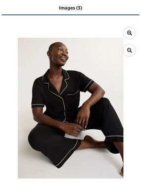 Classic Black Short-Sleeve Pajama Set with Contrast Piping